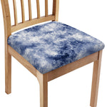 White And Blue Acid Wash Tie Dye Print Chair Cushion Cover