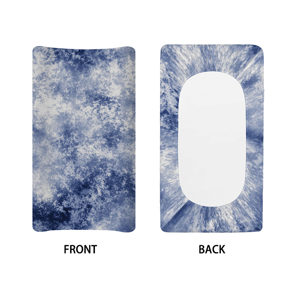 White And Blue Acid Wash Tie Dye Print Changing Pad Cover