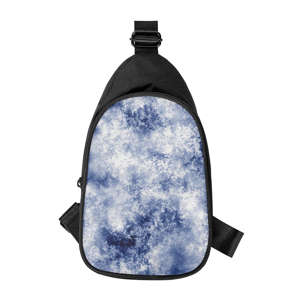 White And Blue Acid Wash Tie Dye Print Chest Bag