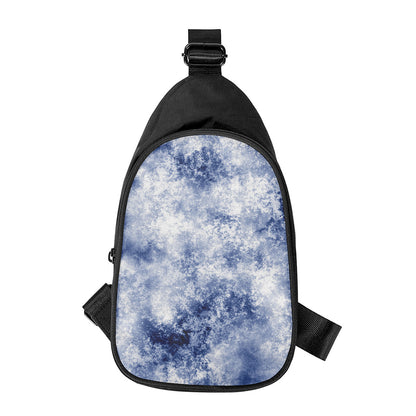 White And Blue Acid Wash Tie Dye Print Chest Bag