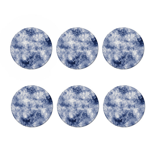 White And Blue Acid Wash Tie Dye Print Coaster Set