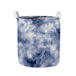 White And Blue Acid Wash Tie Dye Print Collapsible Laundry Basket