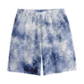 White And Blue Acid Wash Tie Dye Print Cotton Shorts