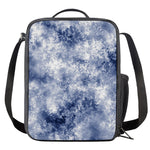 White And Blue Acid Wash Tie Dye Print Crossbody Lunch Bag