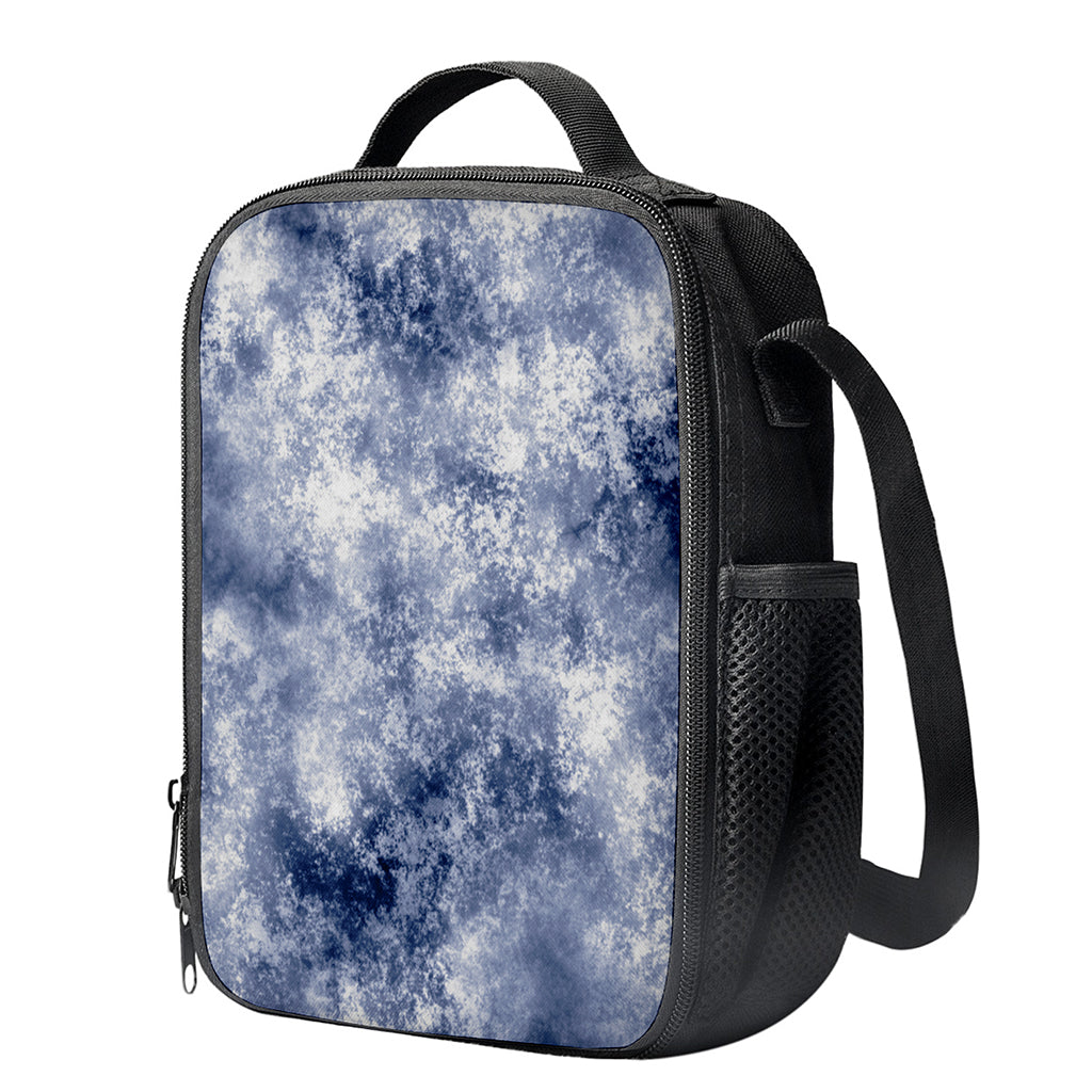 White And Blue Acid Wash Tie Dye Print Crossbody Lunch Bag