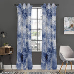 White And Blue Acid Wash Tie Dye Print Curtain