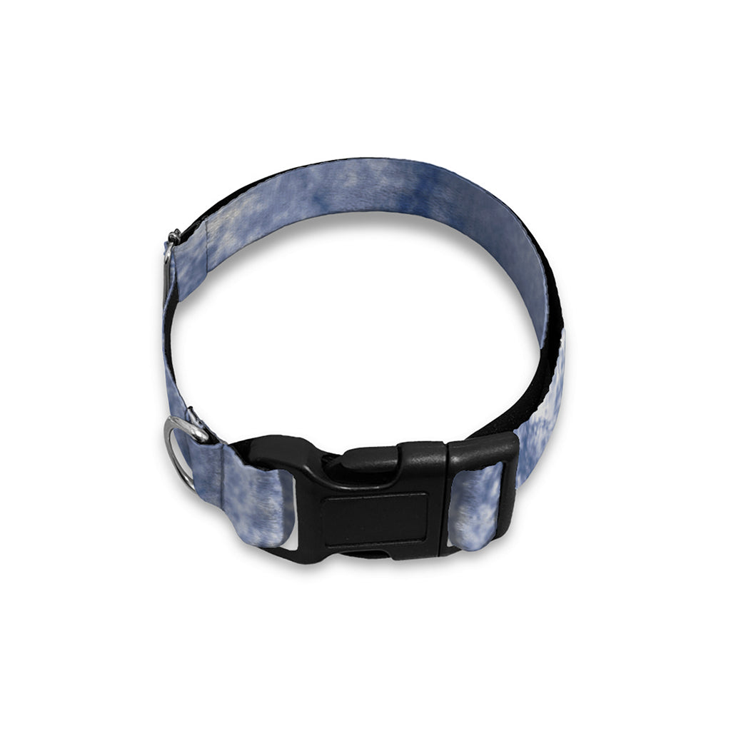 White And Blue Acid Wash Tie Dye Print Dog Collar