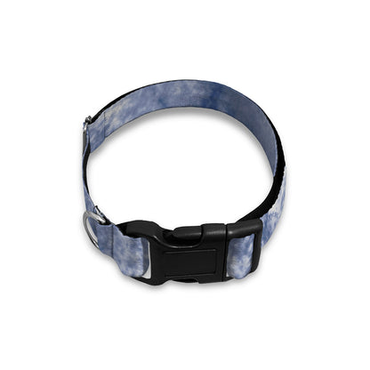 White And Blue Acid Wash Tie Dye Print Dog Collar