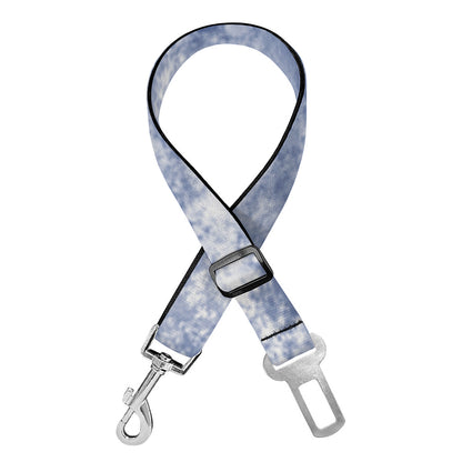 White And Blue Acid Wash Tie Dye Print Dog Seat Belt