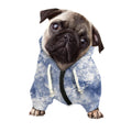 White And Blue Acid Wash Tie Dye Print Dog Zip Up Hoodie