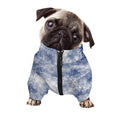 White And Blue Acid Wash Tie Dye Print Dog Zip Up Jacket