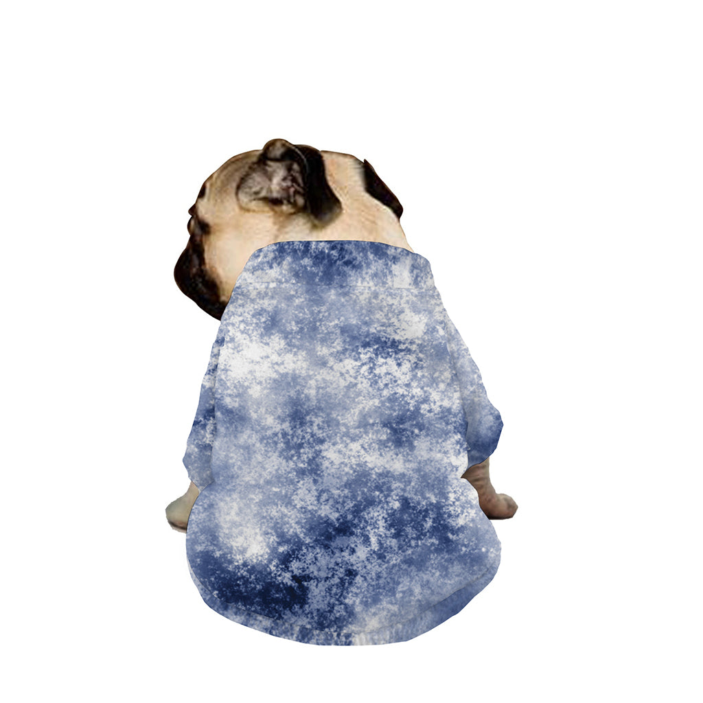 White And Blue Acid Wash Tie Dye Print Dog Zip Up Jacket