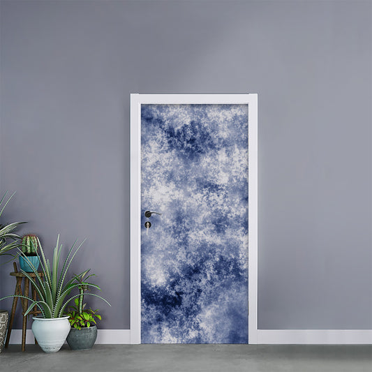 White And Blue Acid Wash Tie Dye Print Door Sticker