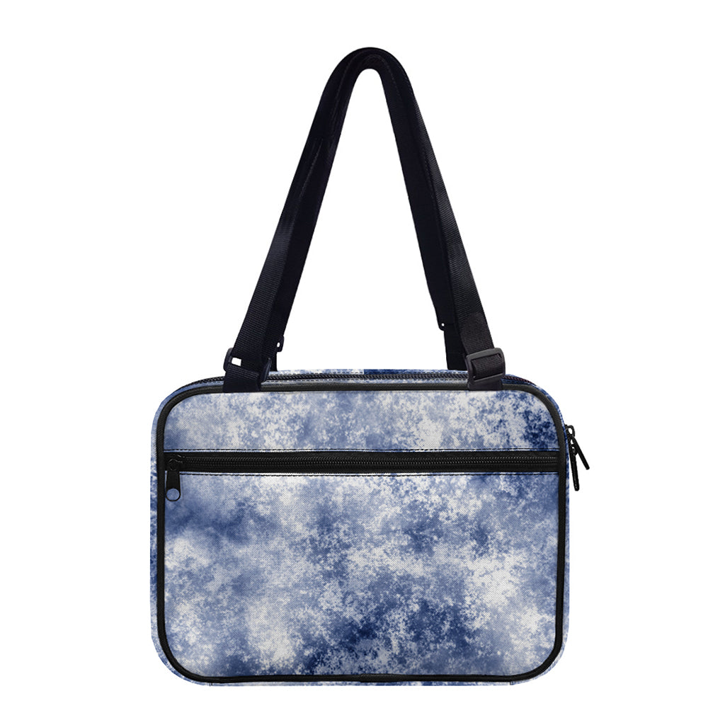 White And Blue Acid Wash Tie Dye Print Double Strap Bible Bag