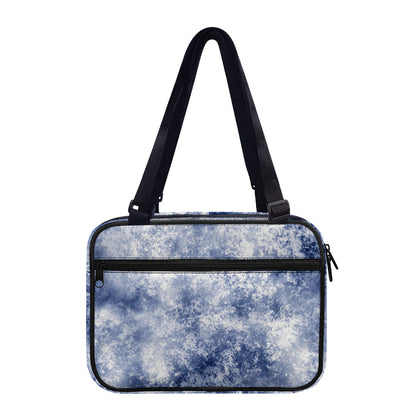 White And Blue Acid Wash Tie Dye Print Double Strap Bible Bag