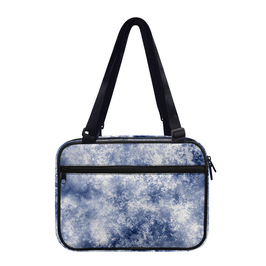 White And Blue Acid Wash Tie Dye Print Double Strap Bible Bag