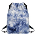 White And Blue Acid Wash Tie Dye Print Drawstring Backpack