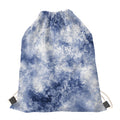 White And Blue Acid Wash Tie Dye Print Drawstring Bag