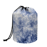 White And Blue Acid Wash Tie Dye Print Drawstring Makeup Bag