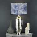White And Blue Acid Wash Tie Dye Print Drum Lamp Shade