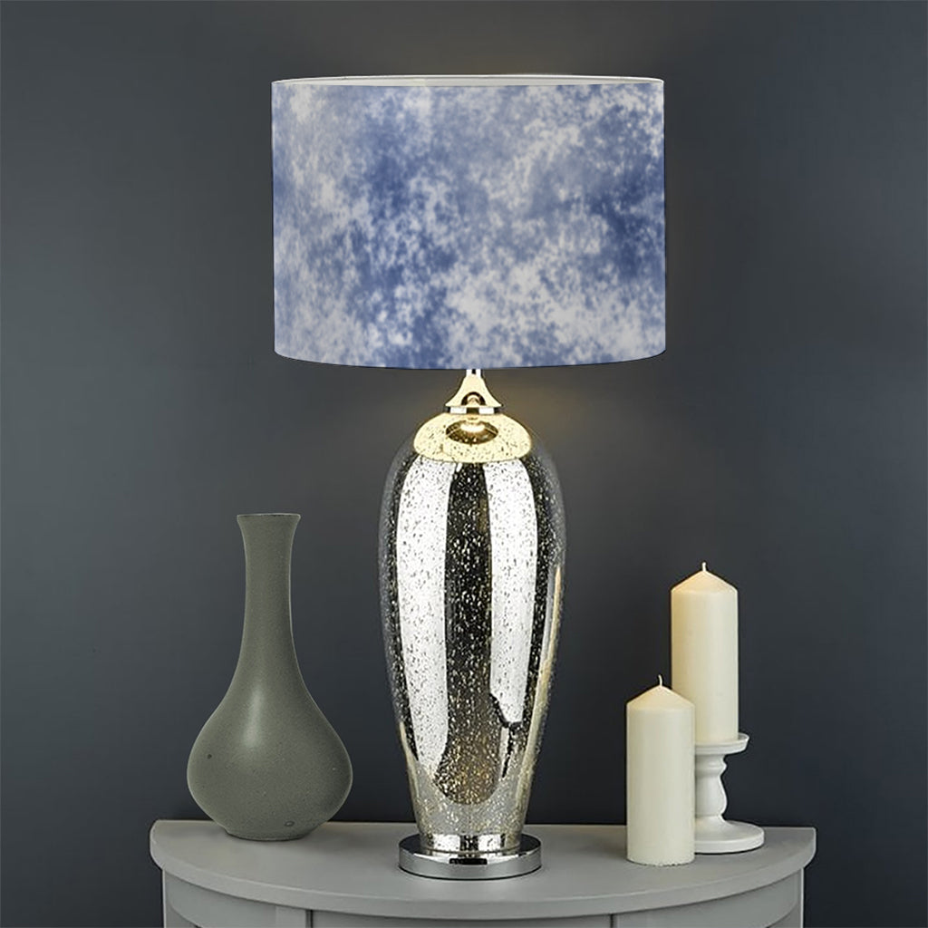 White And Blue Acid Wash Tie Dye Print Drum Lamp Shade