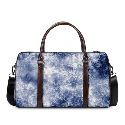 White And Blue Acid Wash Tie Dye Print Duffle Bag