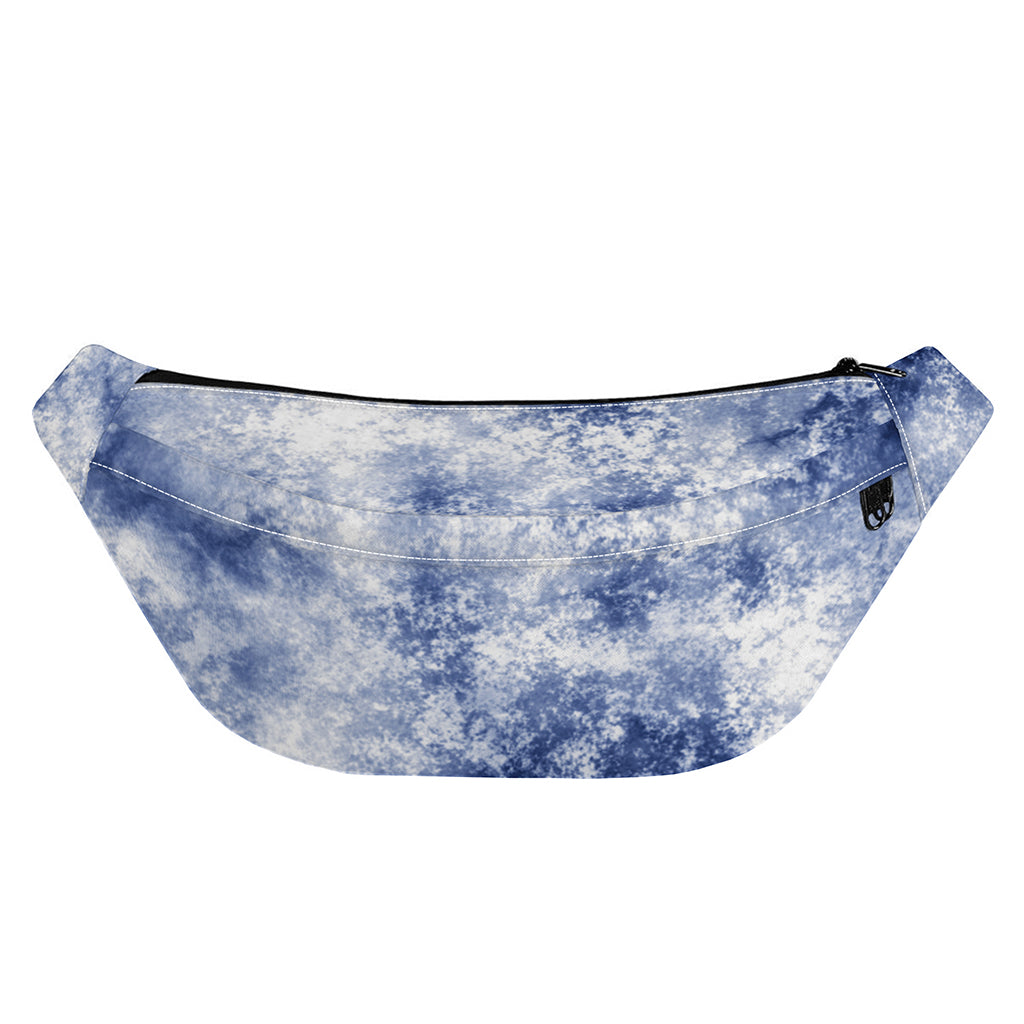 White And Blue Acid Wash Tie Dye Print Fanny Pack