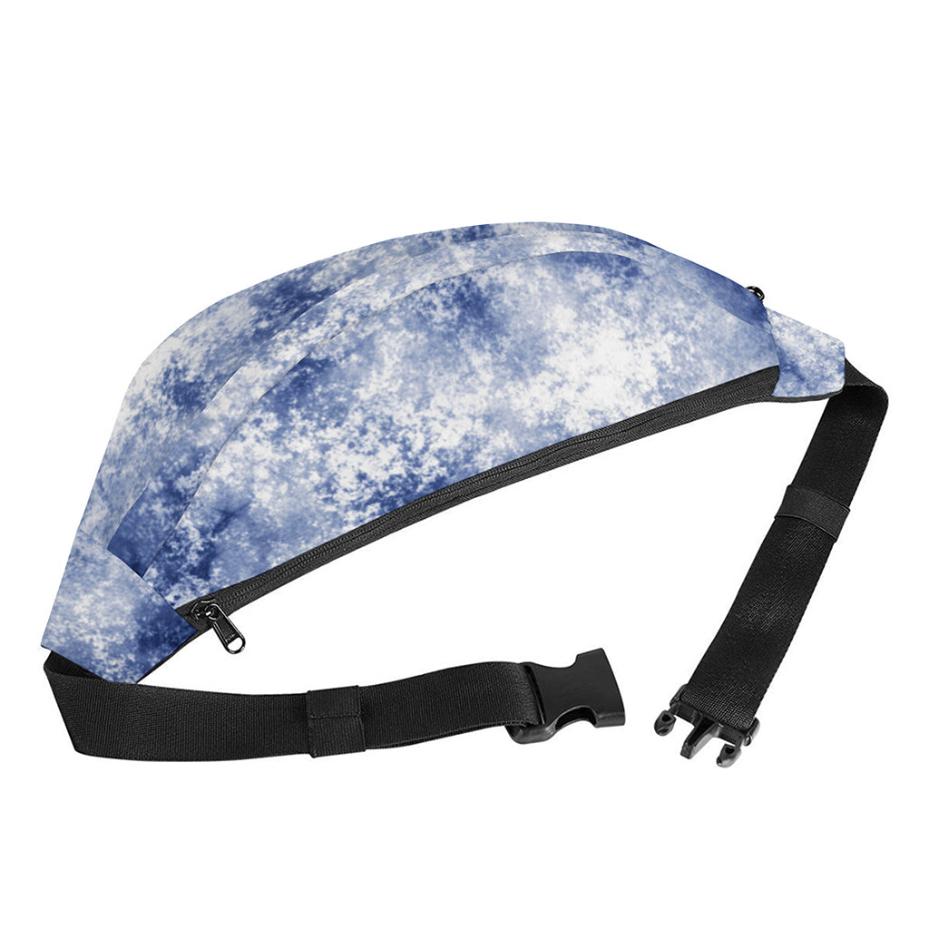 White And Blue Acid Wash Tie Dye Print Fanny Pack