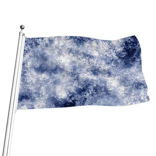 White And Blue Acid Wash Tie Dye Print Flag