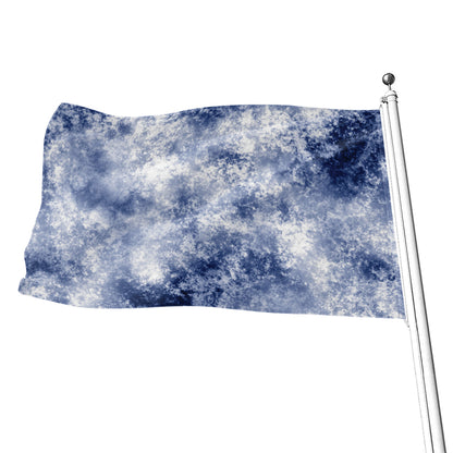 White And Blue Acid Wash Tie Dye Print Flag