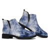 White And Blue Acid Wash Tie Dye Print Flat Ankle Boots