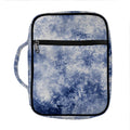 White And Blue Acid Wash Tie Dye Print Front Pocket Bible Bag