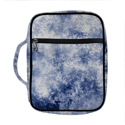 White And Blue Acid Wash Tie Dye Print Front Pocket Bible Bag