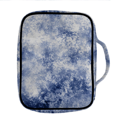 White And Blue Acid Wash Tie Dye Print Front Pocket Bible Bag