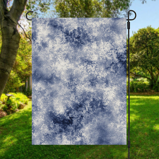 White And Blue Acid Wash Tie Dye Print Garden Flag