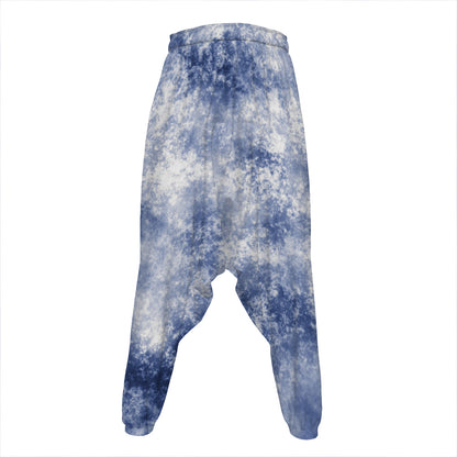 White And Blue Acid Wash Tie Dye Print Hammer Pants