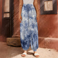 White And Blue Acid Wash Tie Dye Print Harem Pants