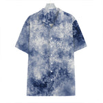 White And Blue Acid Wash Tie Dye Print Hawaiian Shirt