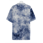 White And Blue Acid Wash Tie Dye Print Hawaiian Shirt