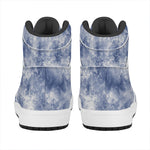 White And Blue Acid Wash Tie Dye Print High Top Leather Sneakers
