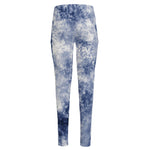 White And Blue Acid Wash Tie Dye Print High-Waisted Pocket Leggings