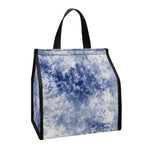 White And Blue Acid Wash Tie Dye Print Insulated Lunch Tote