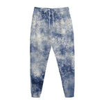 White And Blue Acid Wash Tie Dye Print Jogger Pants