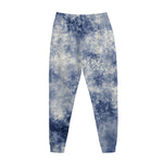 White And Blue Acid Wash Tie Dye Print Jogger Pants