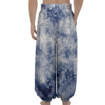 White And Blue Acid Wash Tie Dye Print Lantern Pants