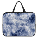 White And Blue Acid Wash Tie Dye Print Laptop Sleeve With Handle