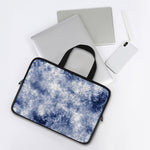 White And Blue Acid Wash Tie Dye Print Laptop Sleeve With Handle