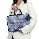 White And Blue Acid Wash Tie Dye Print Laptop Sleeve With Handle