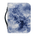 White And Blue Acid Wash Tie Dye Print Leather Bible Cover