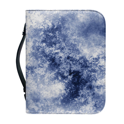 White And Blue Acid Wash Tie Dye Print Leather Bible Cover